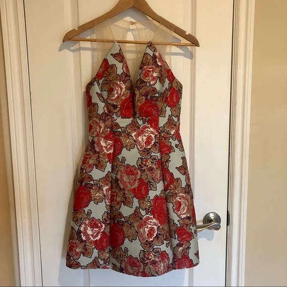 Topshop Dresses & Skirts - TOPSHOP Mini A-line Brocade Floral Cocktail Dress